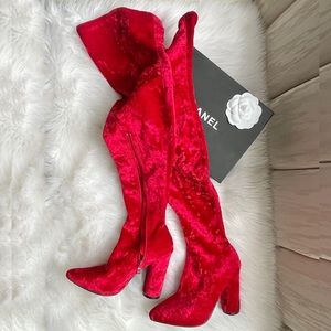 Red Velvet Boots
